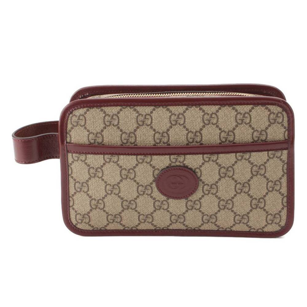 Gucci GG Interlocking Travel Case Clutch Bag Beige